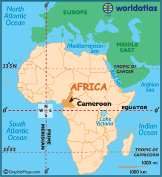 Cameroon på et kort